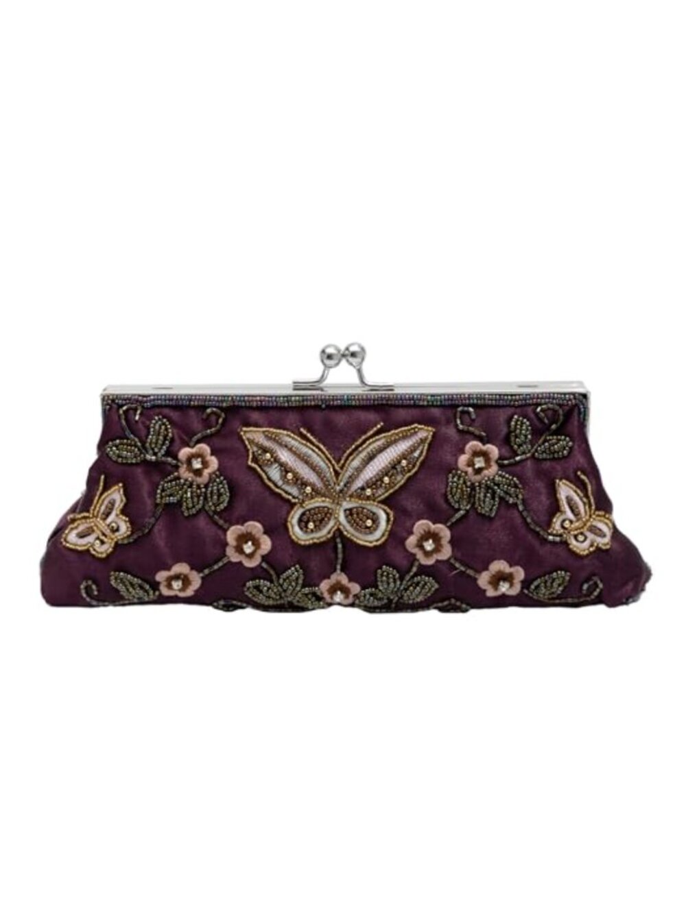 Beaded Sequin Butterfly Floral Evening Bag Kiss Lock Clutch Bridal Prom Party